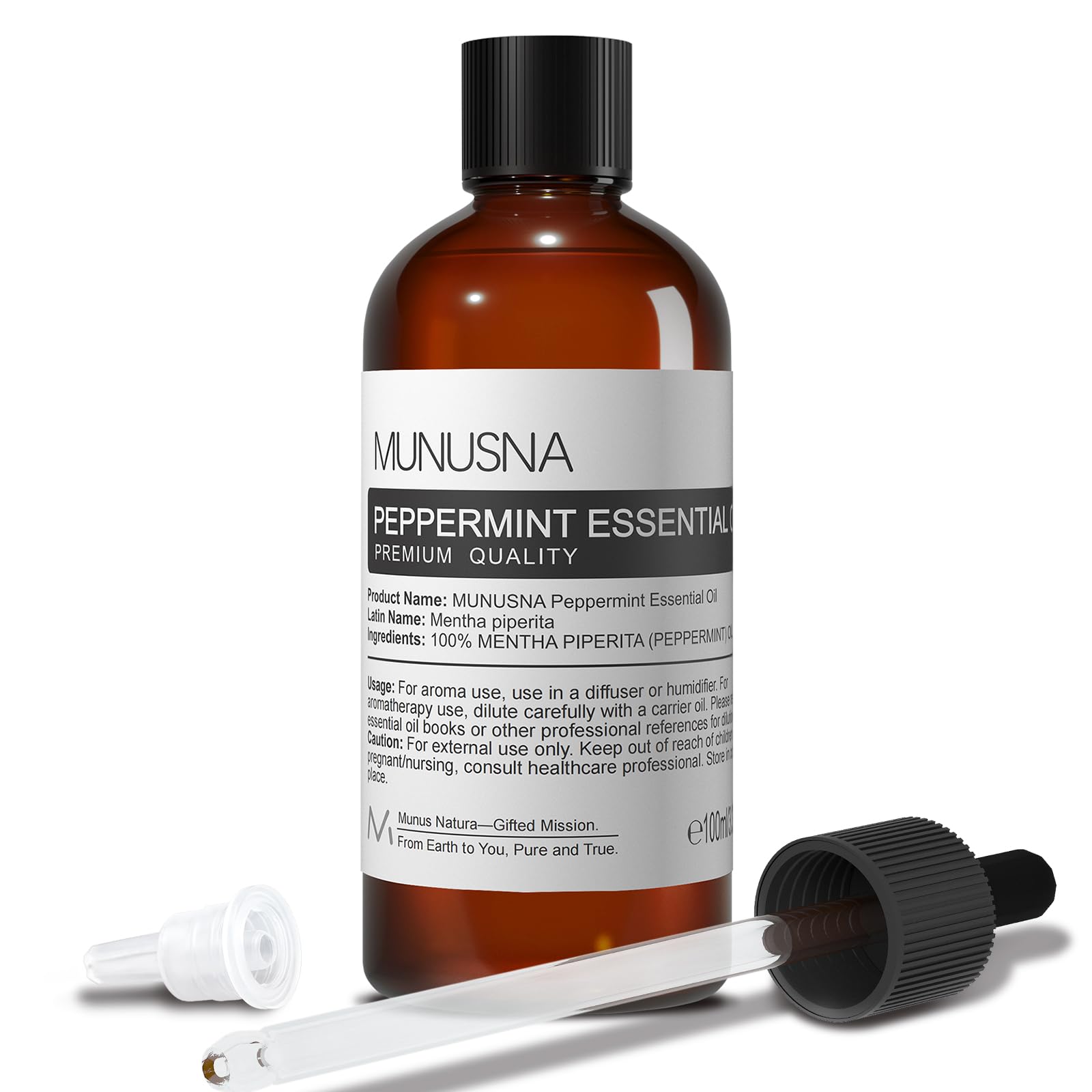 MUNUSNA Peppermint Essential Oil 100ml, Pure Natural Oil for Diffusers | Pepperm