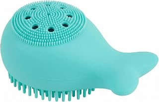 Whale Shape Soft Silicone Facial Cleansing Brush with Soft Exfoliating Texture for Daily Skin Care Green