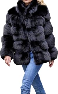 Lisa Colly Women's Winter Faux Fur Coat Fluffy Jacket