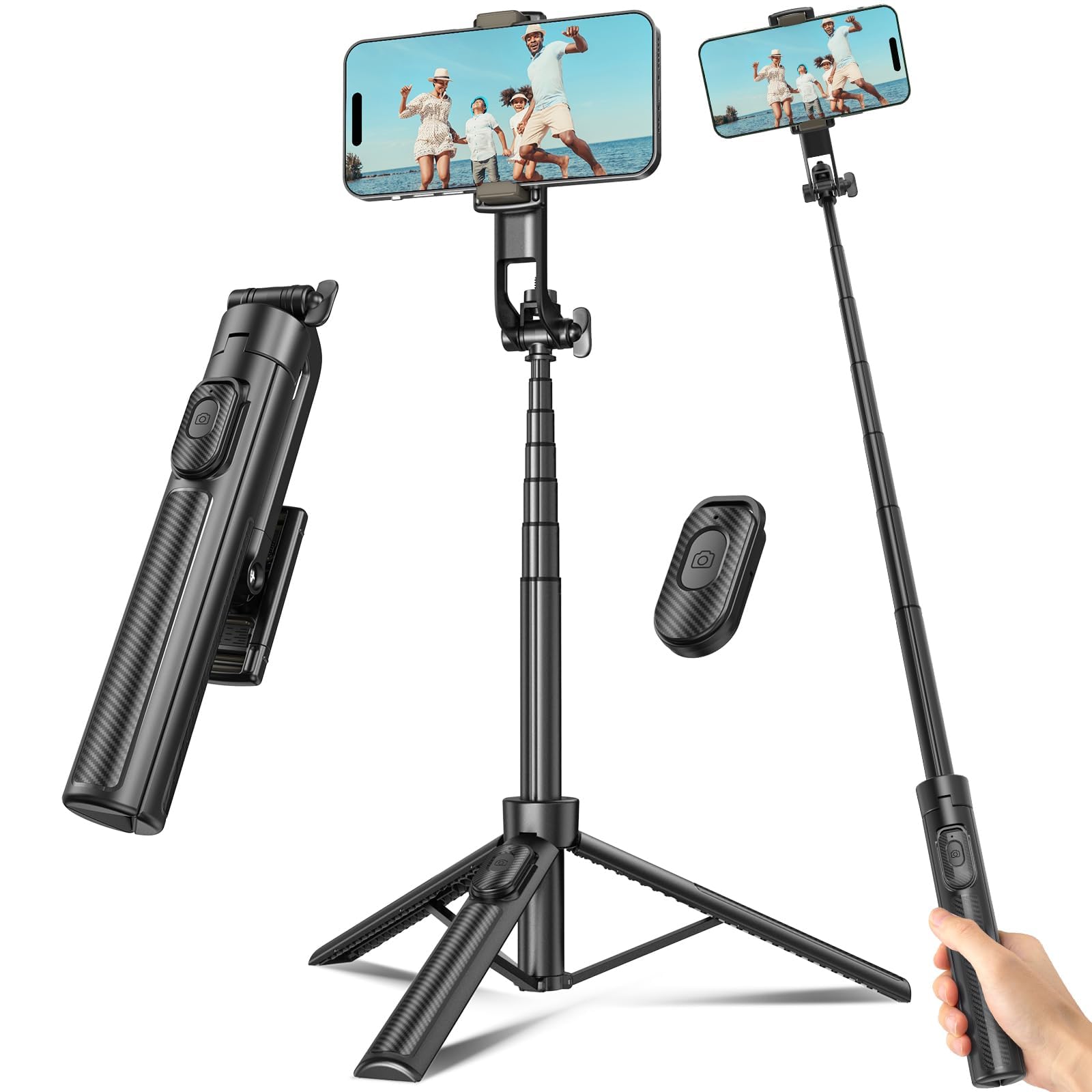 Selfie Stick Tripod for Phone with Remote Control & Holder, 50 Inch, Black | Ext