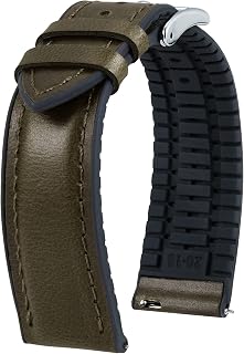 BINLUN Leather Watch Bands 14mm 16mm 18mm 19mm 20mm 21mm 22mm Watch Strap Leather Quick Release Oil Wax Leather and Silicone Hybrid Replacement Strap for Men Women 6 Colors