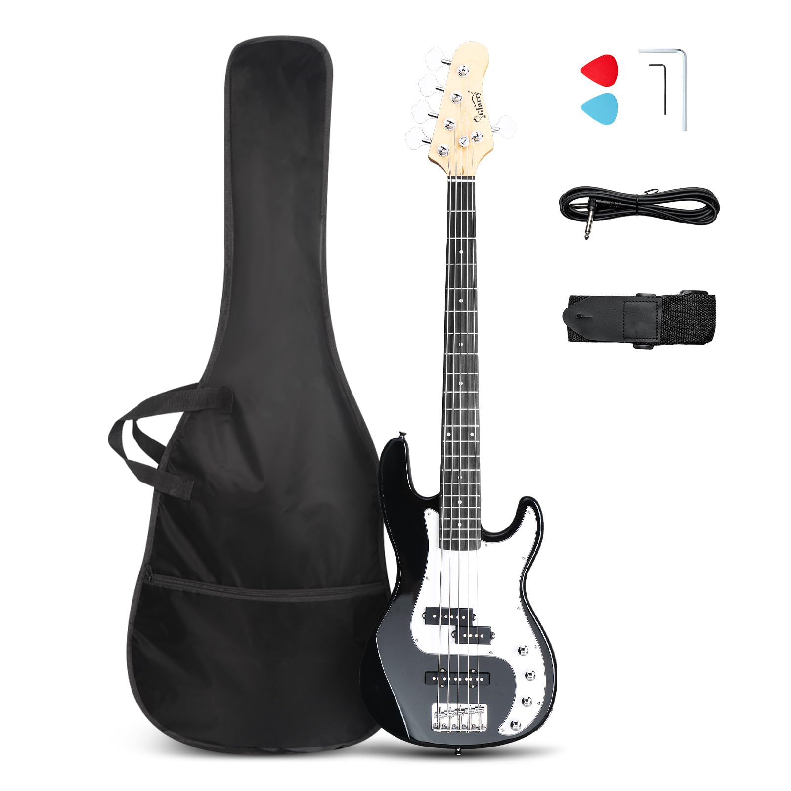 Glarry 5 String Electric Bass Guitar, Full Size Right Handed Rosewood Fretboard 