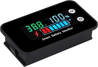 IPX7 Waterproof 7-100V Battery Monitor,SUPNOVA 12v 24v 36v 48v 60v 72v Digital Display Lead-Acid & Lithium-ion Battery Voltage Remaining Capacity Percentage Tester with Buzzer Alarm and Temperature