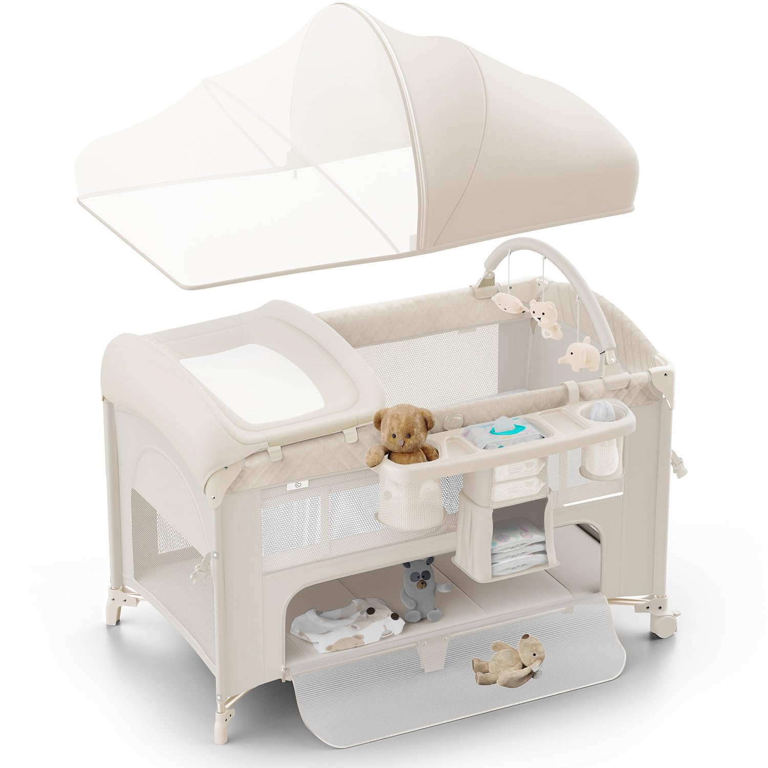 Obee Odee Baby Bassinet, Pack n Play, Bedside Crib Sleeper, Diaper Changer | Lar