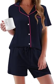 Ekouaer Women's Short Sleeve Sleepwear Soft PJ Set XS-XXL