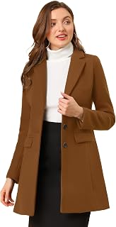 Allegra K Women's Wool Coat, Button-Down Winter Coat, Lapel Coat
