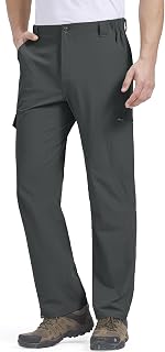 Mens Hiking Pants Lightweight Water Resistant Quick Dry Breathable Nylon Cargo Pants with 6 Pockets