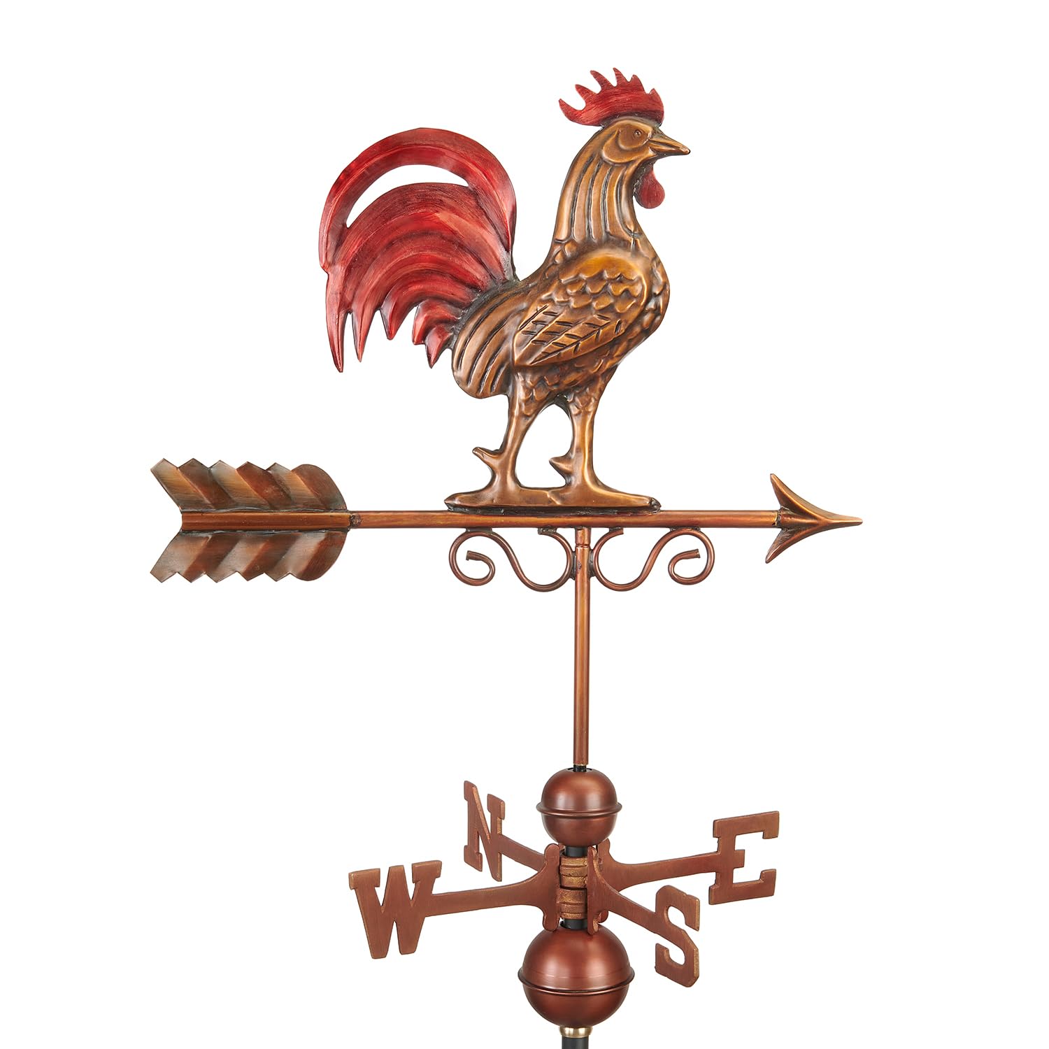 Good Directions Bantam Red Rooster Copper Weathervane, Hand Finished Multi Color