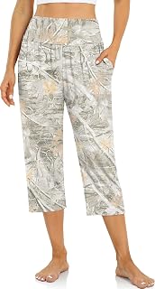 UEU Women's Summer Loose Capri Pants Comfortable Yoga Pants with Pockets