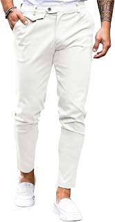 Mens Chinos Slim Fit Pants Flat Front Stretch Skinny Tapered Dress Pants Comfort Casual Solid Trousers