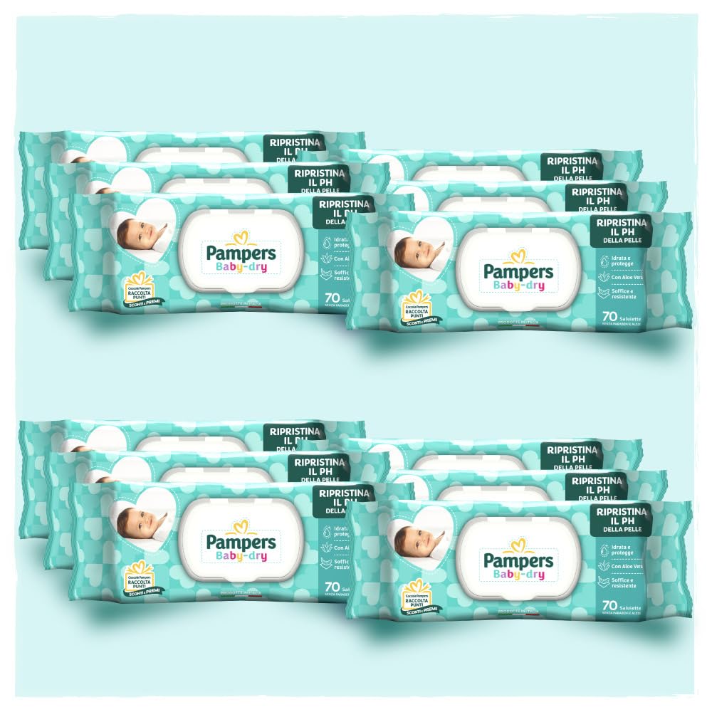 Pampers Baby-Dry Wet Wipes Newborn/Child, 840 Units | Pack of 12, stock format, 
