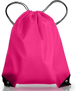 AKHTART Drawstring Bags, Unisex Swimming Bag, Large PE Bag, Sports Backpack, Waterproof Gym Sack - Suitable for School/Beach/Holidays/Travel/Swimming and Various Activities (Rose Red)