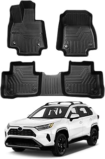 Powerty Floor Mats for 2019-2024 2025 Toyota RAV4 Accessories All Weather Floor Liner 3D TPO 1st &amp; 2nd Row Floor Mat Heavy-Duty Floor Liners(FIT All Models)