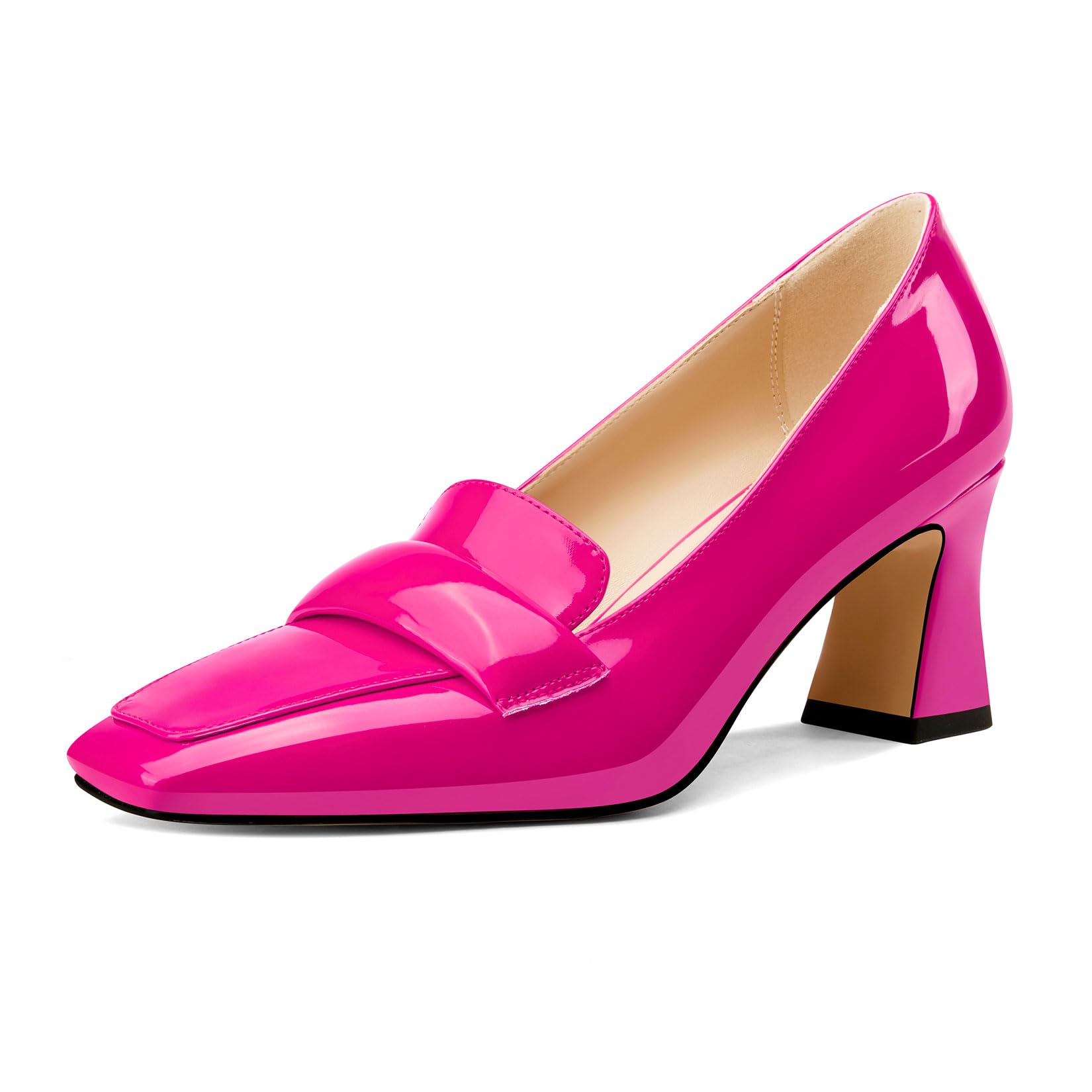Castamere Women's Chunky Mid Width Square Heel Pointed Pumps Slip-on Office Dres