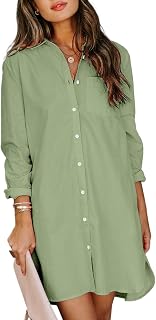 MINTLIMIT Women's Casual Long Sleeve Button Down Shirt Dress Oversize Swimsuit Cover Up for Women 2024 S-2XL