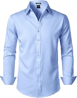 JEMITOP Mens Stretch Wrinkle-Free Soft Dress Shirts