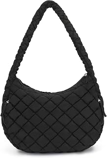 Puffer Tote Bag for Women, Large Quilted Carryall with Zipper, Waterproof Lightweight Shoulder Bag for Work,Daily Use