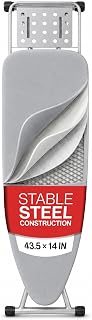 BKTD Full Size Ironing Board, Sturdy Frame, Heat Resistant Cover, Iron Rest | Stable Steel Construction, Wide Ironing Surface, Adjustable Height, Anti-Slip Feet, Foldable Design