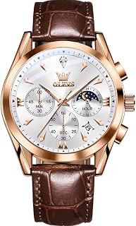 OLEVS luxury watches for men leather strap analog quartz fashion big face date waterproof dress watch luminous for men