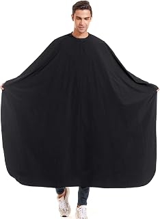 izzycka Nylon Barber Cape,64"x56" Waterproof Large Salon Hair Cutting Cape | Hair‑Cutting Apron for Men & Adults, Adjustable Snap Closure, Haircut Cape, Professional for Stylist & Hairdresser, Black