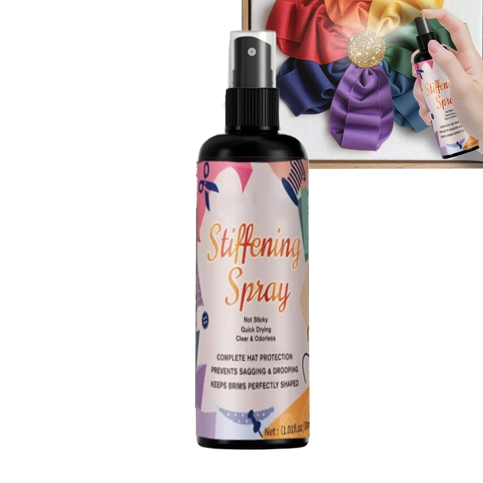 Fabric Stiffener for Crochet, 100ml Quick Drying Hardener Spray, Straw Hat Stiff