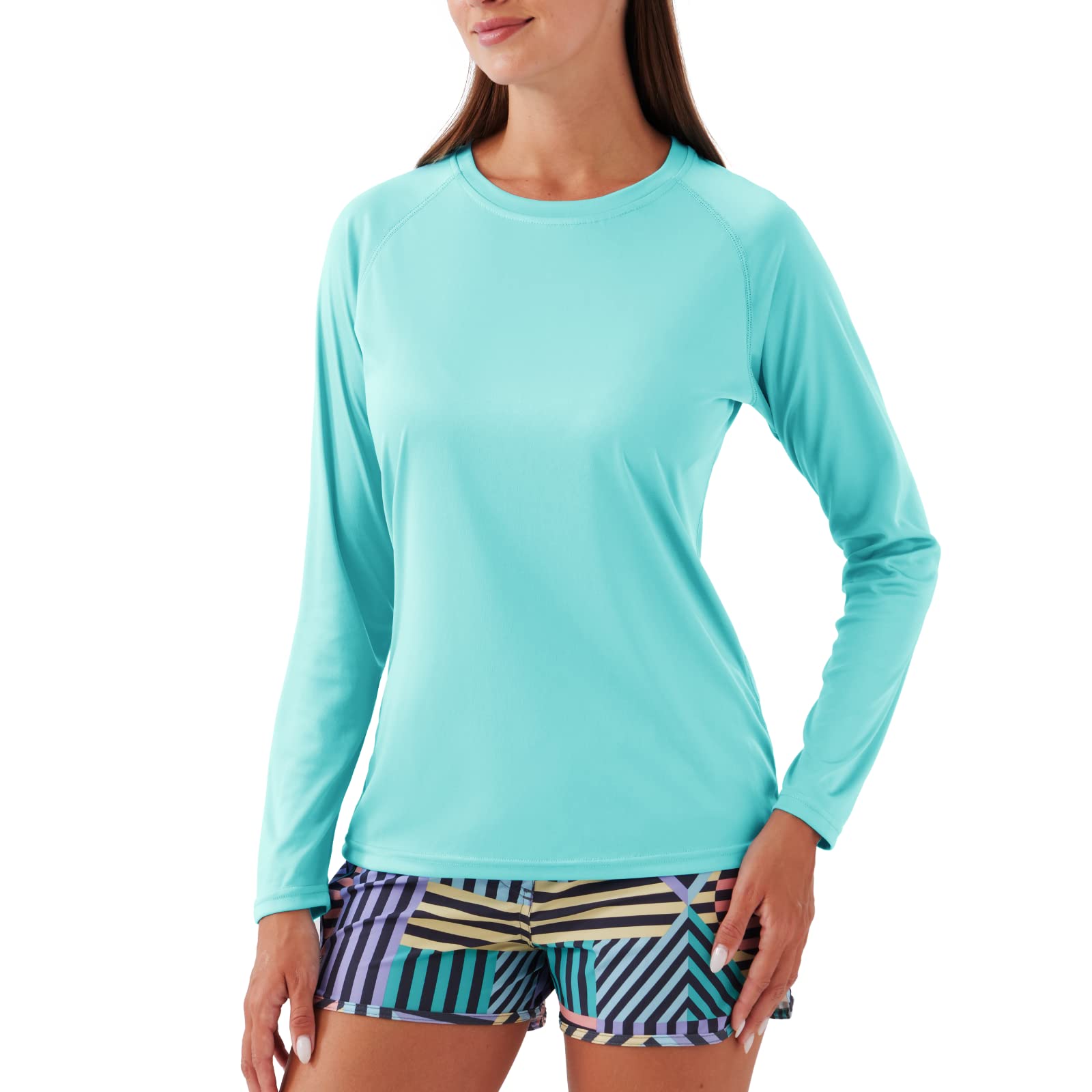 NAVISKIN Women's UPF 50+ Sun Protection Long Sleeve Shirts, Rash Guard Shirts, L