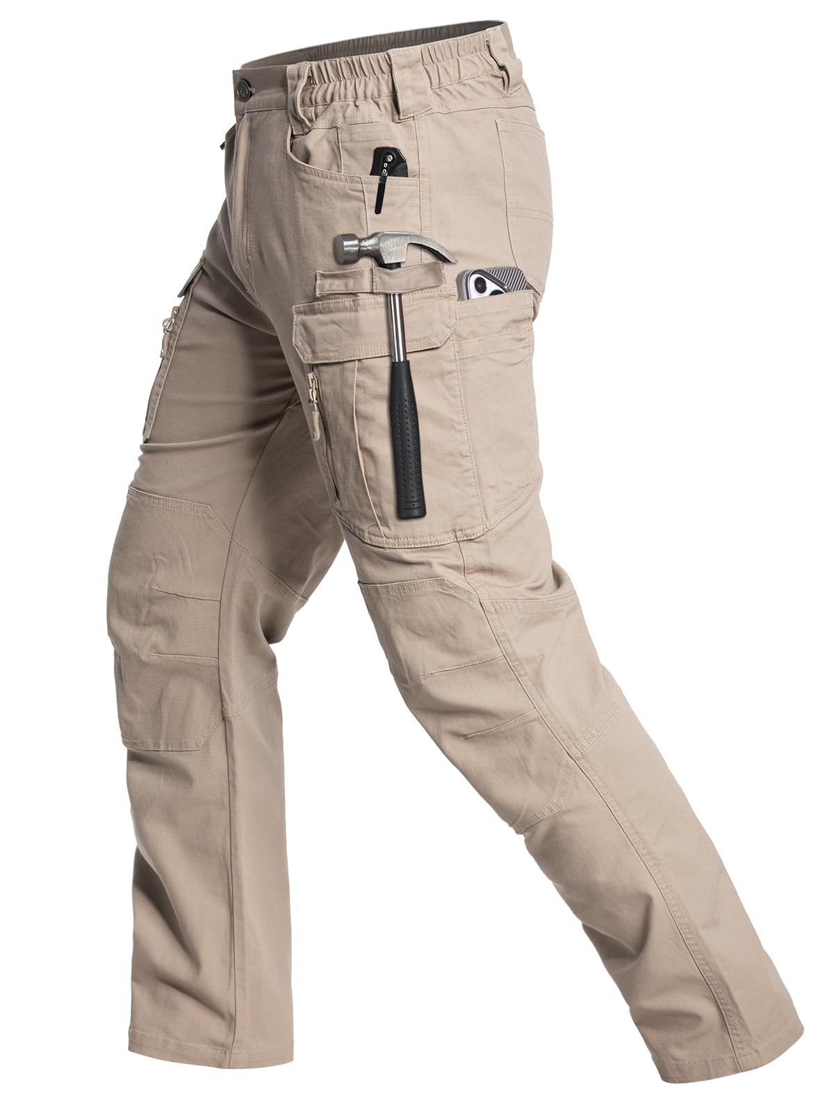 CARWORNIC Men's Stretch Tactical Cargo Pants Comfy Flex Cotton EDC Work Pants Li