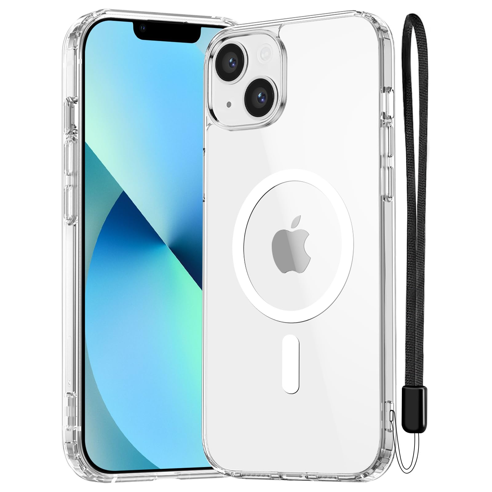 NEW'C iPhone 14/13 Case, Magnetic Compatible MagSafe - Transparent | Case + Deta