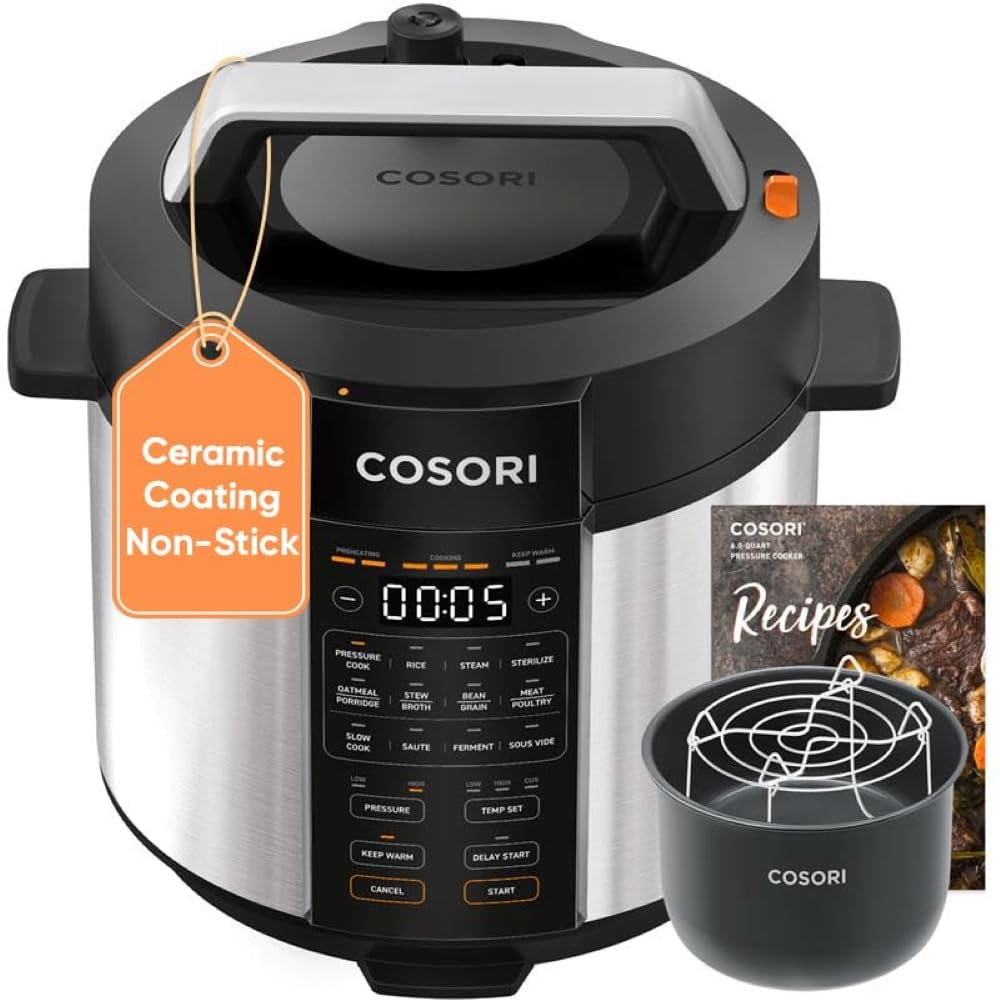 Cosori Pressure Cooker 6QT, 9-in-1, Ceramic Coating Pot, 12 Safety Features | Ri