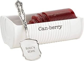 Mud Pie Can-Berry Ceramic Cranberry Serving Dish, Includes Spatula