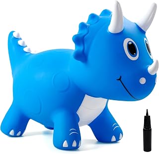 EVERICH TOY Dinosaur Bouncy Animal Hopper, Ride-on Toys for Kids 18M+ | Horse Bouncer, Hopping Toys for Boys Girls, Indoor Outdoor Activity Birthday Gift for Kids 18 Months 2 3 4 5 6 Years, Blue