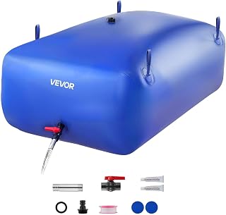 VEVOR Water Storage Bladder, 142.7 Gal Collapsible Water Storage Bag, Wear-Resistant 1000D PVC Soft Waters Bag, Leakproof Camping Tank Containers for Garden Irrigation RV Emergency Use, Blue