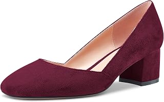 Castamere Women's Low Chunky Block Heel Closed Square Toe Cap Slip-on Dress Pumps Classic Cute Wedding 5 cm Heels