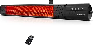 ThermoMate Infared Patio Heater for Outdoor, Electric 1500W IP65 Waterproof with Remote, 9 Heating Levels & 24H Timer for Restaurant Backyard, Plug-in 120V Black