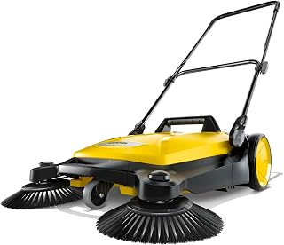 Kärcher Walk Behind Outdoor Push Sweeper S 4 Twin for Workshops, Warehouses or Garages - 5X Faster Than a Push Broom, 5.25 Gallon Capacity, 26.8" Sweeping Width