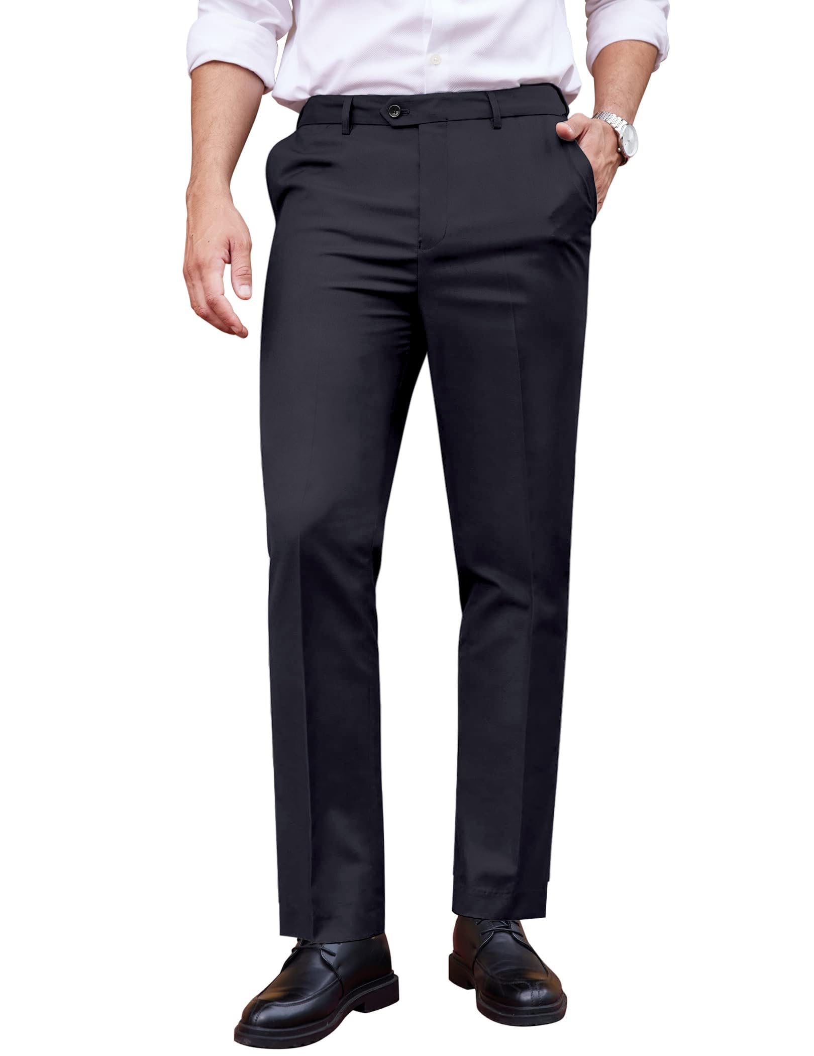 COOFANDY Mens Dress Pants Classic Expandable Waist Suit Pants Flat Front