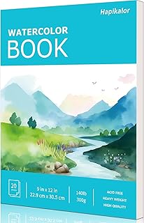 Hapikalor Watercolor Paper Pad, 9"x12" Water Color Paper, 140lb/300gsm Teal | Artist Painting Drawing Paper Book, Art Supplies for Adults Kids, Watercolors, Watercolor Paint Set, Sketch Book, Journal