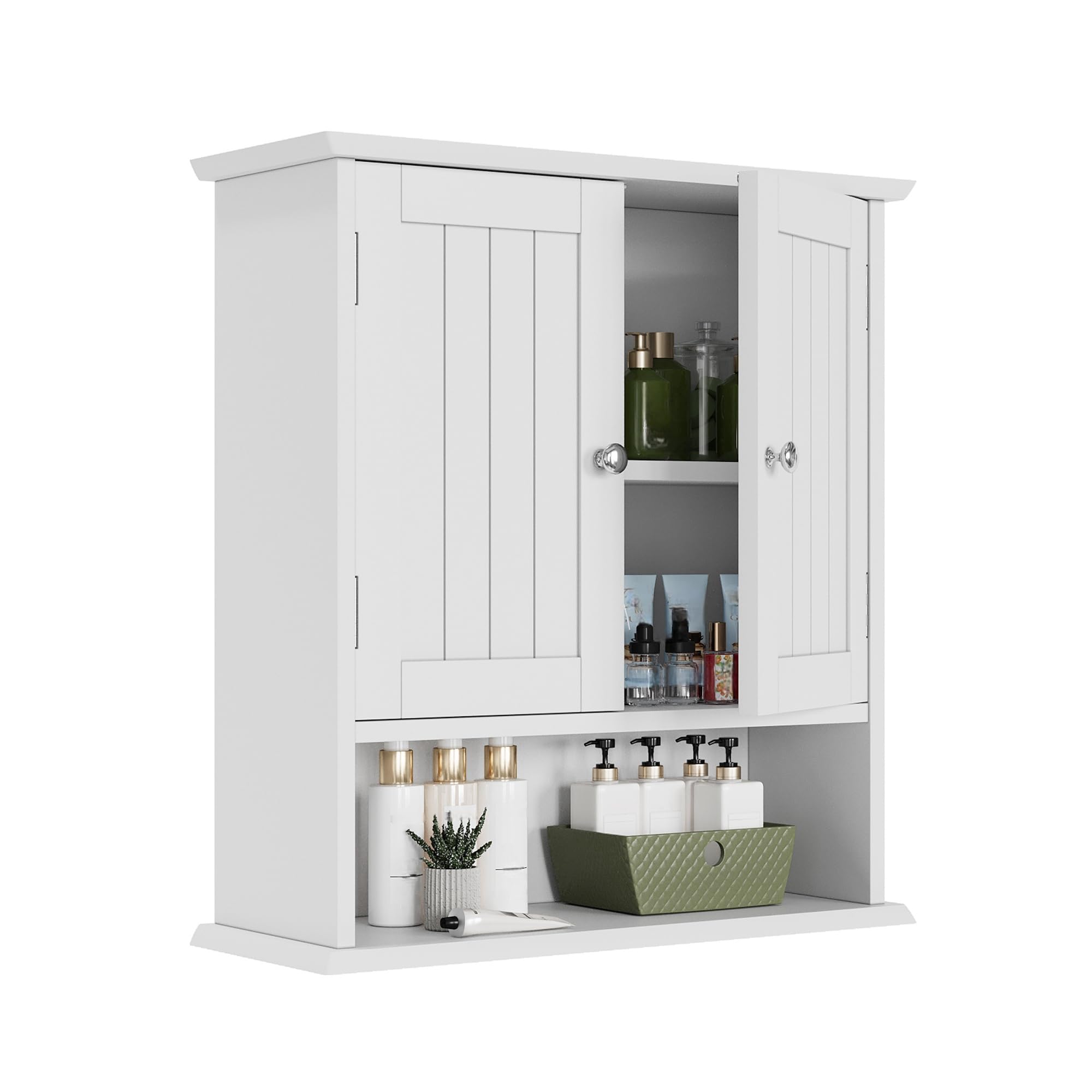 Smuxee White Bathroom Cabinet Wall Mounted, Small Bathroom Medicine Cabinet with