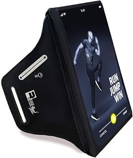 RevereSport Waterproof Running Armband for Phone with Case On (Otterbox, Lifeproof). Sports Phone Holder for iPhone 17/16/15/14/13/12/Max/Plus/Pro/AIR & Samsung S25/S24/S23/S22/S21/S20/Ultra (Large)