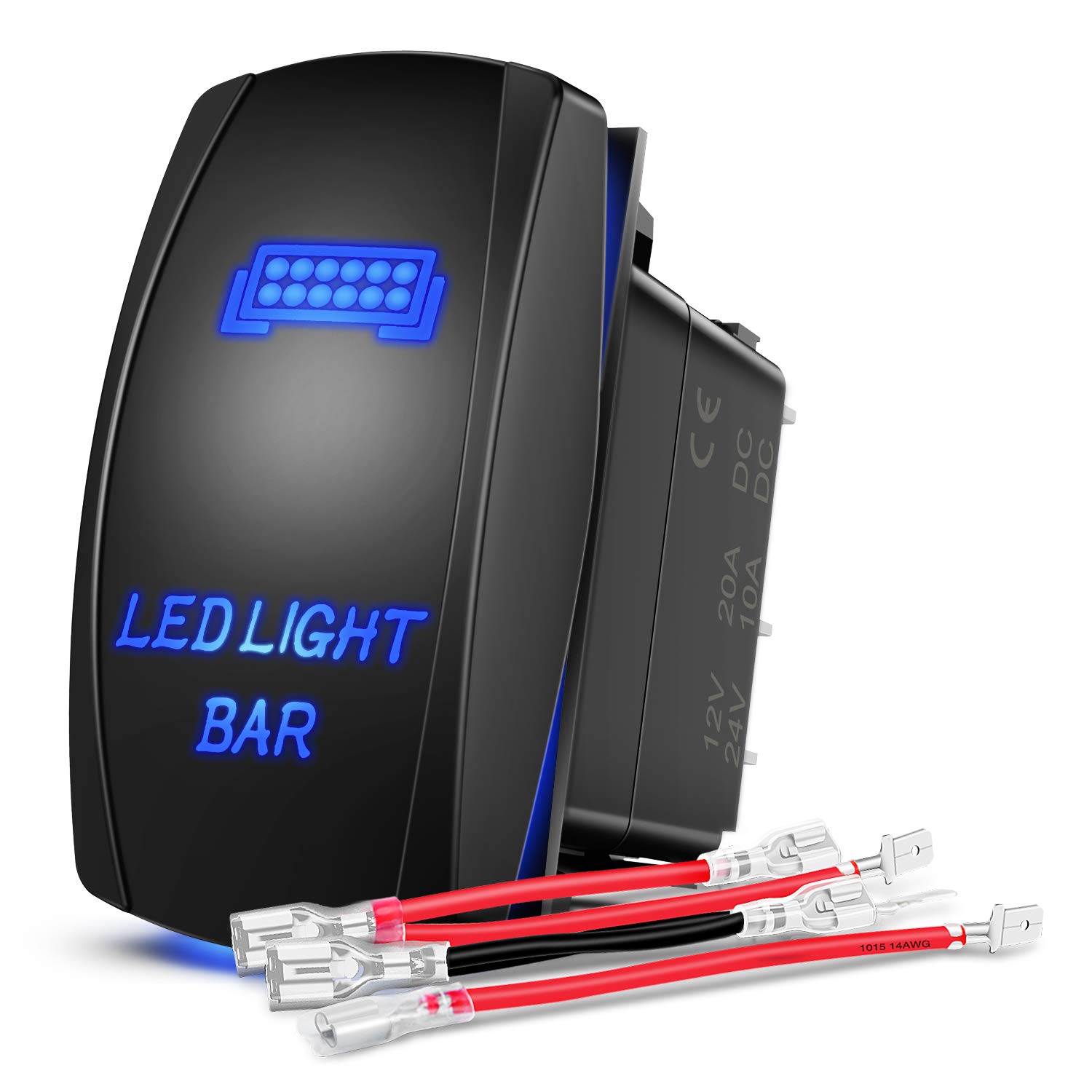 Nilight - 90001B LED Light Bar Rocker Switch 5Pin Laser On/Off LED Light 20A/12V