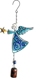 MrMrKura Metal Angel Wind Chime Hanging Decoration Ornament Bells Wing Angel Bell Decorative Hanging Bells, Gifts for Home Garden Decor Crafts (Blue)