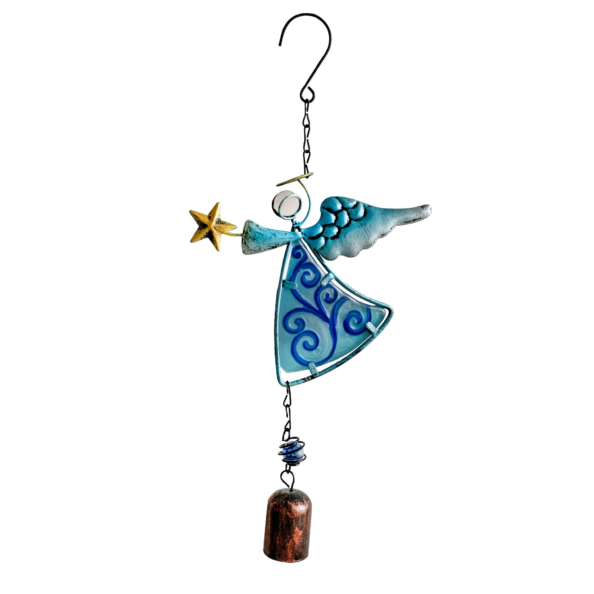 MrMrKura Metal Angel Wind Chime Hanging Decoration Ornament Bells Wing Angel Bel