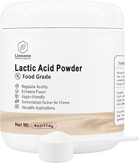 Liravena Lactic Acid Powder 4oz, Balanced Acidity for Baking and Cheese | Food Grade, Vegan-Friendly, Fine Powder, Scoop Included, Fermentation, Sauces, Seasonings, Pickling, Food Processing