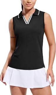 MIER Sleeveless Golf Polo Shirts for Women, V Neck Collared Tank Top