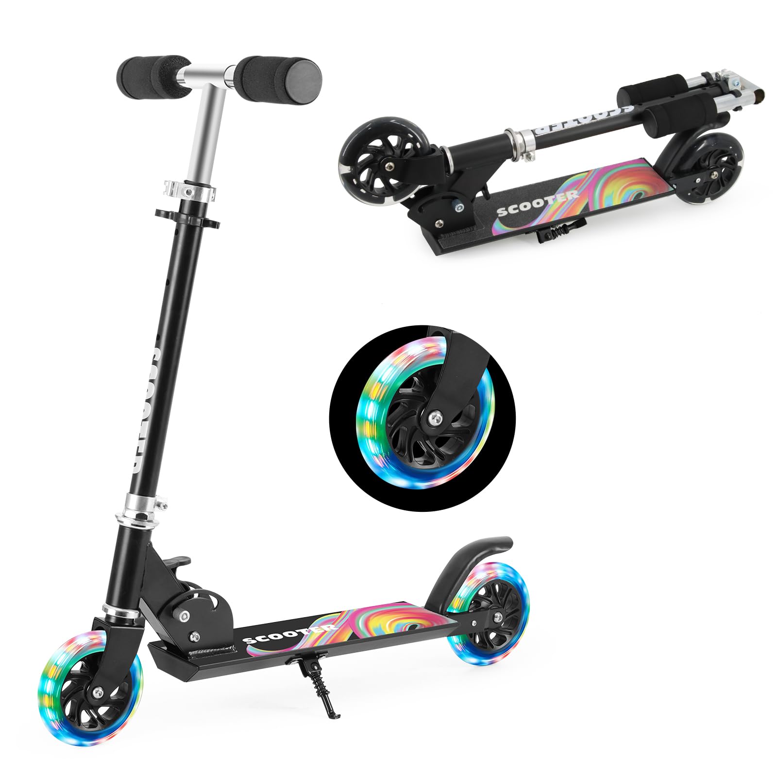 TENBOOM Scooter for Kids Ages 4-7, 2 Wheels Light Up Gift Scooters for Girls Boy