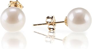 PAVOI 925 Sterling Silver Shell Pearl Earrings for Women, 14K Gold Plated