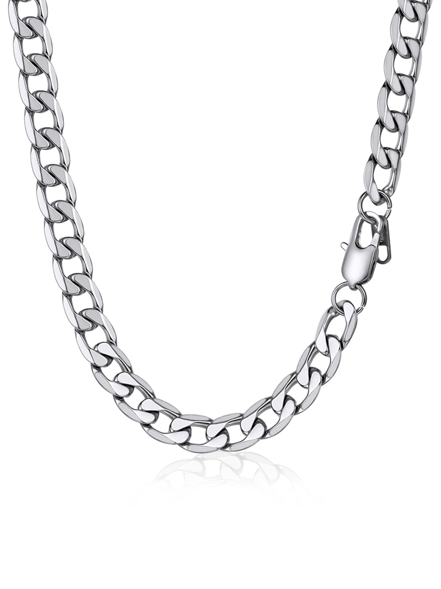 PROSTEEL Mens Curb Chain Necklace, Cuban Link Chains Silver/Gold Plated/Black, 4