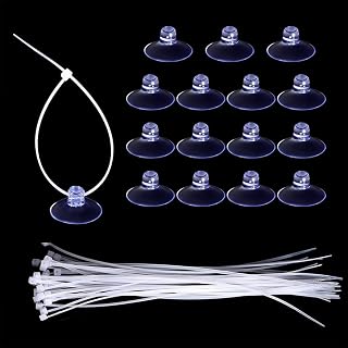 15 Pcs Aquarium Suction Cups with 30pcs Transparent Zip Ties,Suction Cup for Fish Tank Plants Binding Moss Shrimp Nest Landscape Fixation,Kitchen Hanging Organization