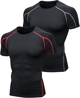 Niksa Functional Shirt Men's Short Sleeve 2 Pieces Compression Shirt Men's Running Shirt Sports Shirt with Crew Neck Fitness