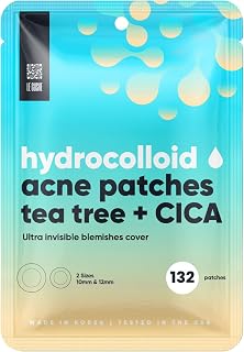 LE GUSHE Korean Pimple Patches for Face (132 Dots) - Hydrocolloid Acne Patches & Zit Patches with Tea Tree Oil - Invisible Blemish Patches - Dermatologist Tested Korean Skin Care